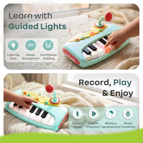 Image of R for Rabbit Orapple Funtunes Kids Piano Toy with Lights & Music | Musical Keyboard with Record & Play, Adjustable Volume, Auto Shut-Off | Educational Toy for Toddlers & Children 12+ M (Blue Multi)