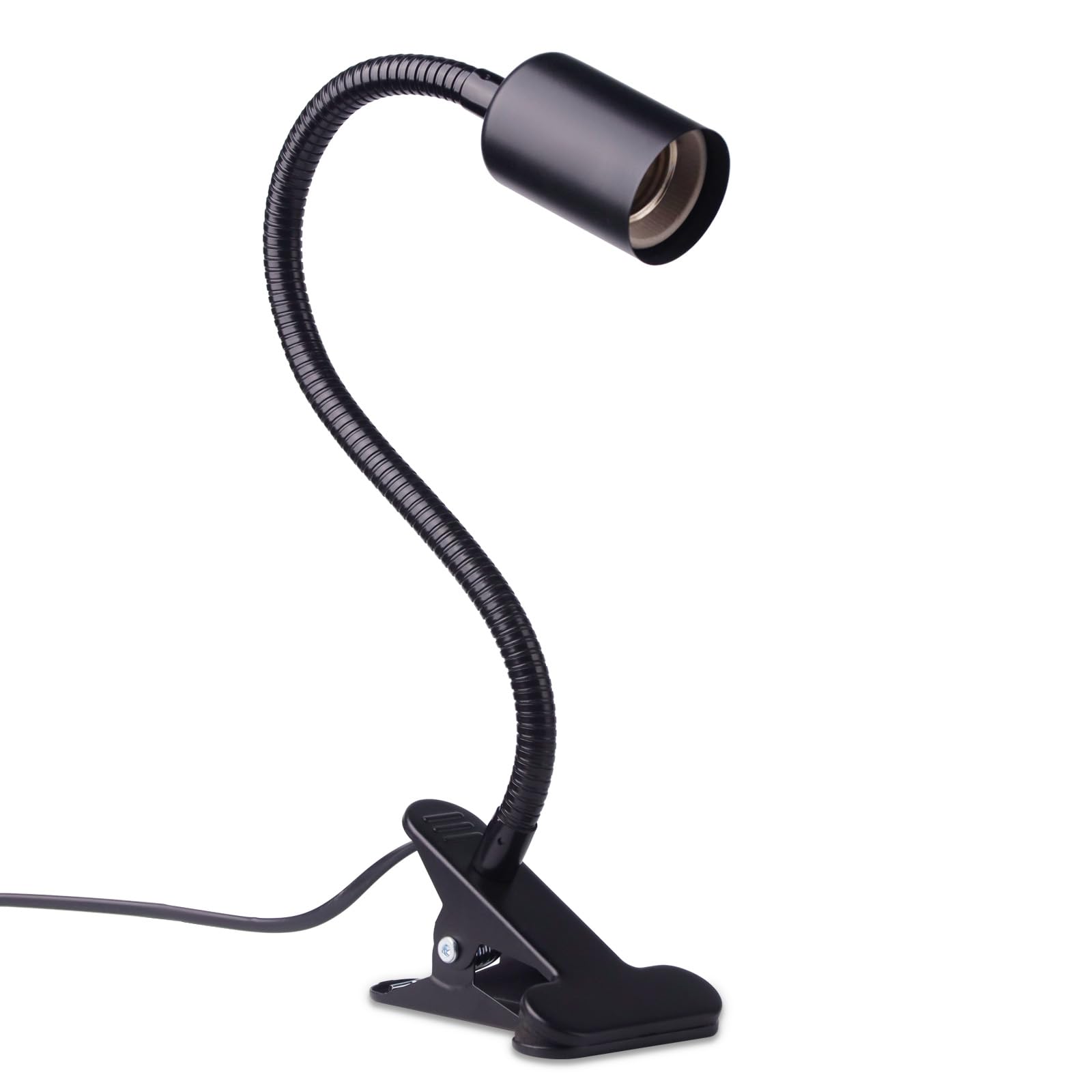 Lampenfassung E27 Schwarz Klemmbar mit Schalter & Kabel für Schildkröten, max. 150W, Fassung Terrarium 220V, Keramikfassung E27 mit Klemme für Schildkröte Reptilien Wärmelampe (ohne Glühbirne)