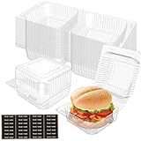 LISHINE 200 Pack Clear Plastic Hinged Take Out Containers Disposable Clamshell Food Containers To Go for Dessert, Cakes, Cookies, Salads, Pasta, Sandwiches (5.3x4.7x2.8 in)