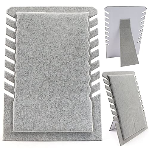 Présentoir à chaîne en velours - Présentoir à bijoux à suspendre - Pour rangement et présentation, spectacles, détails, particuliers (gris) Cover