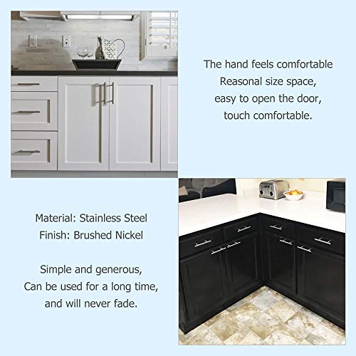 Image of homdiy 15 Pack Brushed Nickel Cabinet Hardware Cabinet Pulls - HD201SN Cupboard Handles Modern Cabinet Door Handles 7-1 /2inch Hole Center Modern T-Bar Pulls
