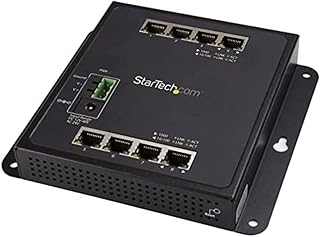 StarTech.com Industrial 8 Port Gigabit Ethernet Switch - Hardened Compact GbE Layer/L2 Managed Switch - Rugged Network Switch Din Rail/Wall Mountable RJ45/LAN Switch IP-30/-40C to +75C Temp (IES81GW)
