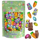 Fruidles Happy Easter Chocolate Variety Pack, Smooth & Creamy Milk Chocolate Party Bag Fillers, Individually Wrapped in Easter Shapes & Design Foils, Kosher Certified Dairy (Half-Pound)