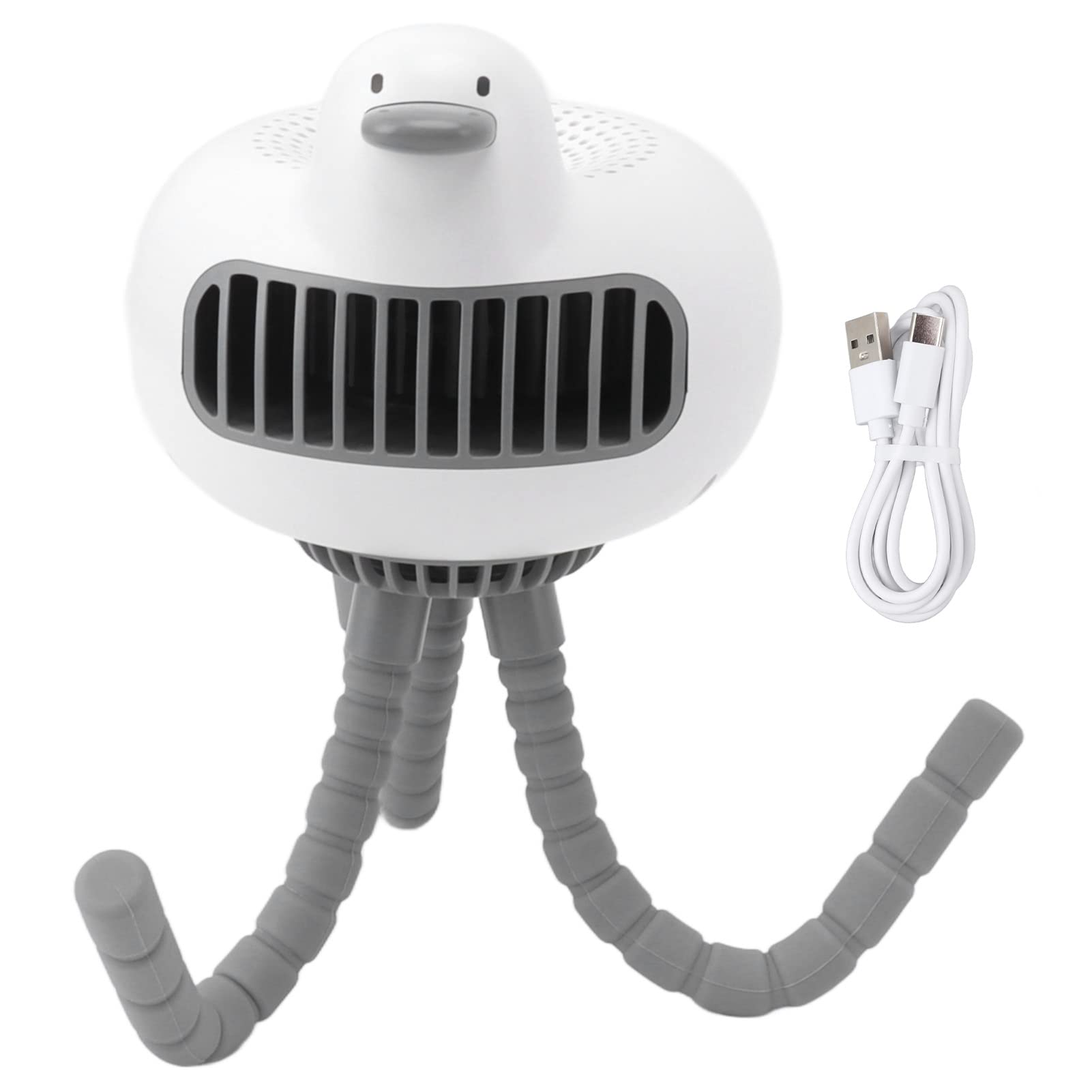 Fafeicy Ventilatore per Passeggino Ricaricabile 3600mAh, Rotazione 130° a Clip, Silenzioso e Carino, con Alimentazione USB per Passeggino, Scrivania, Campeggio, Seggiolino Auto (WHITE)