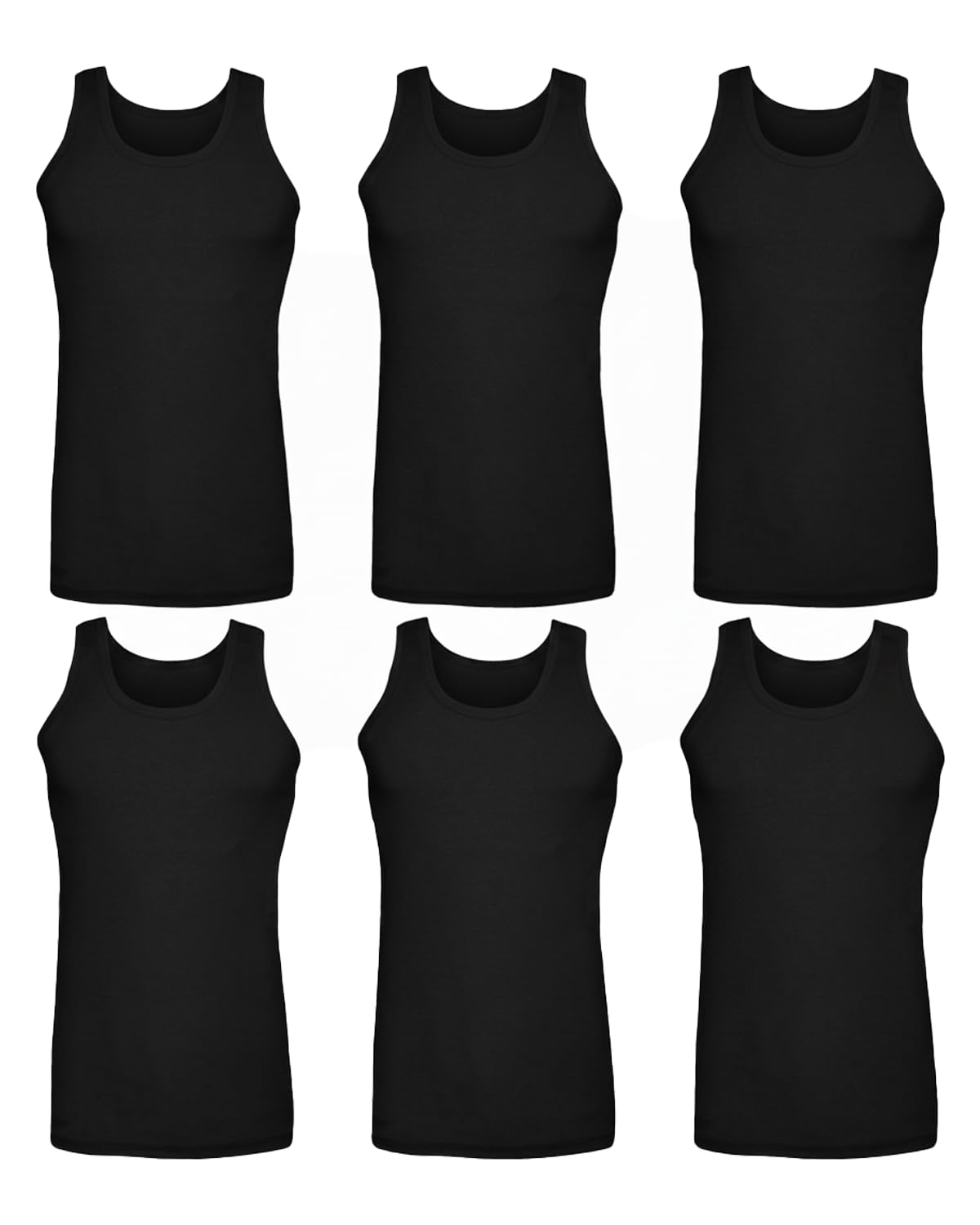 Undercover 6 Pack Mens 100% Cotton Jersey Vests Black Large