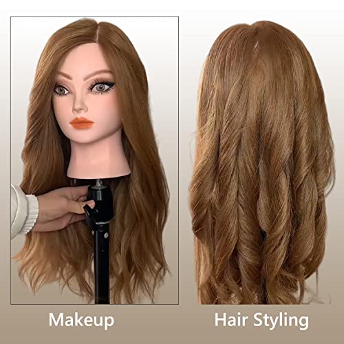 PERFEHAIR 22" Hair and Makeup Hairdressing Training Mannequin Dolls Head with 70% Real Hair - Image 3