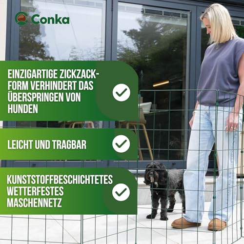 Conka Pets – Maschendraht - Hundezaun: 1 m hoch, springsicher, geeignet für alle Hundegrößen. Leicht, faltbar, mobil – schließt Öffnungen bis 1,5m