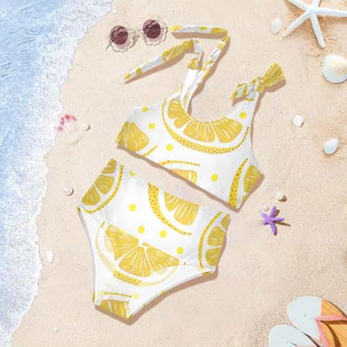 Girls' Bikini Set, with Lemon and Polkadot Kids Swimsuit 2 Pcs Beach Bathing Suit4