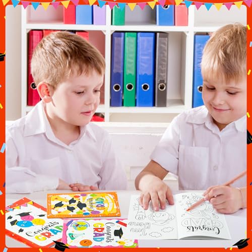 Image of Kindergarten Graduation Coloring Books - 24Pcs Congrats Grad DIY Color-in Pages Books for Kids Bulk Pre-kindergarten Activity Books Mini Coloring Book Party Favors Graduation Classroom Gifts