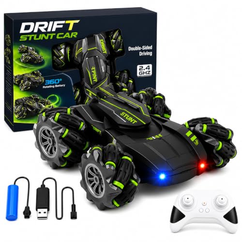 Image of Remote Control Drift Car for Kids, 4WD 360 Rotating Double Sided Stunt RC Car with Rechargeable Battery, USB Type-C Charging, High Speed Flip, BIS Approved Toy for Boys & Girls 3-12 Years