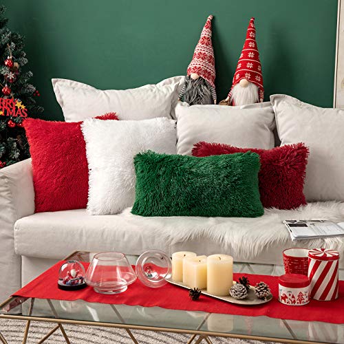 Image of MIULEE Pack of Decoration 2 Luxury Faux Fur Throw Pillow Covers Deluxe Spring Cute Decorative Plush Pillow Case Cushion Cover Shell for Sofa Bedroom Car 20x20 Inch White