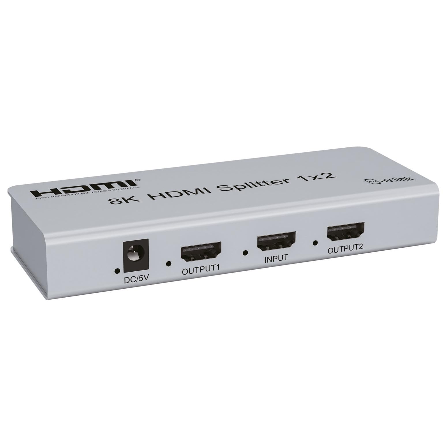 AV:Link | Splitter HDMI Ultra HD 8K con controllo EDID | 1 ingresso e 2 uscite | Collega senza problemi una singola sorgente HDMI a più schermi per giochi, intrattenimento o uso commerciale