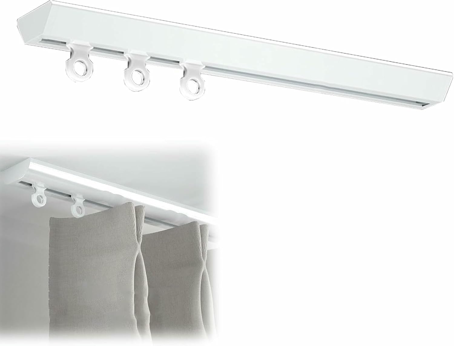 1.6ft - 19.7ft Ultra-thin Curtain Track - Ceiling Mount Curtain Track System Room Divider, Sliding Curtain Rail For Privacy Living Room Bedroom, Ceiling Mount Rail Set(2m(6.6ft))