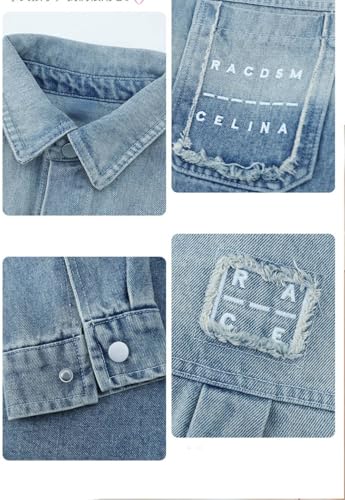 Boys Denim Snap Button Down Shirt Kids Long Sleeve Lightweight Jacket,3-10 Years3