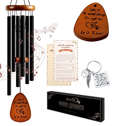 Dog Memorial Gifts for Loss of Dog - 30'' Pet Memorial Wind Chimes & Keychain - Pets Memorial Sympathy Remembrance Bereavement Condolences Gift for Dogs Cats Passing Away Backyard Garden Outside Decor