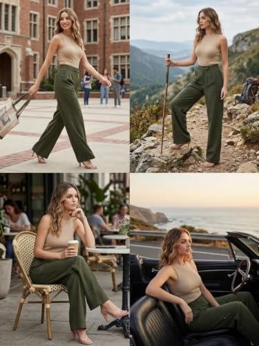 Image of Leriya Fashion Women Relaxed Fit Wide Leg Trousers | Malai Cottage Clip Closure Wide Leg Pants for Women | Casual Straight Lounge Pants with Pockets | Stylish Everyday Office Outfit Bottom Pant