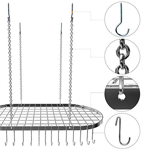 Vdomus Hanging Pot Rack Pot And Pan Ceiling Rack, Mounted Cookware Storage Pan Rack , Hanging Pot And Pan Suspended Organizer With 15 Hooks (33 X 17 Inch) For Kitchen Organization Storage #TOP6