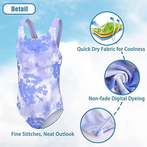 Image of Girls One Piece Swimsuits Tie Dye Bathing Suit for Girls Hawaiian Swimwear 3-16 Years