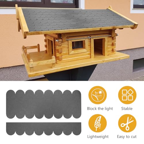 Dachpappe Schindeln für Vogelhaus Dachpappe Selbstklebend 32pcs mini Dachschindeln für Nistkasten Hasenstall Insektenhotel(Grau)
