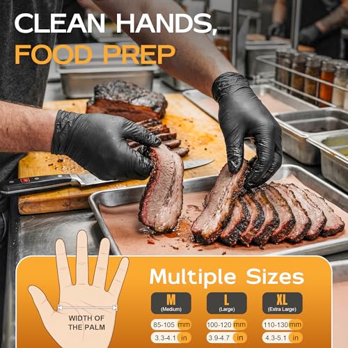 HEAVY DUTY 6 Mil Black Nitrile Gloves Disposable Cooking Cleaning Food Prep Tattoo Gloves (X-Large 100pcs) - image 6