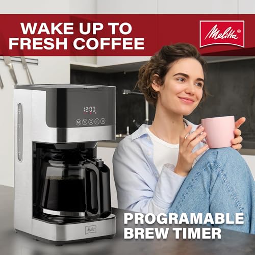 Image of Melitta Aroma Tocco Glass Drip Coffee Maker | Programmable Coffee Machine | Glass Carafe Coffee Pot | 10 Cup Coffee Maker | Touch Control Panel | Stainless Steel accented