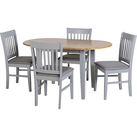 Oxford Grey And Oak Extending Dining Table With Four Chairs Oval Dining Set Dining Chairs (Dining Table With 4 Chairs, Grey) Cover