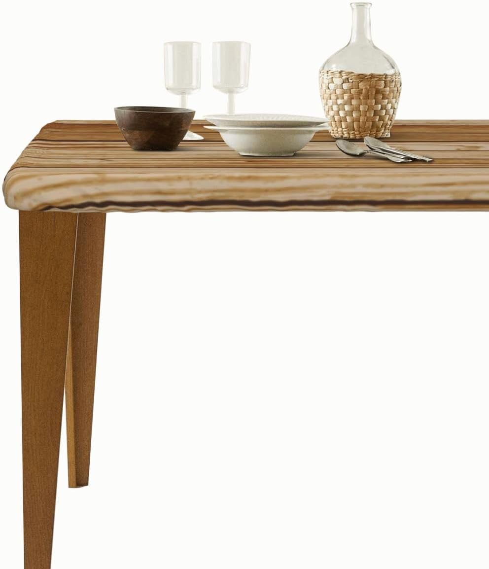 Picnic Table Cover for 96"x30" Table, Aged Wooden Texture Stretch Washable Patio Table Topper Caps Washable Wipeable Style71