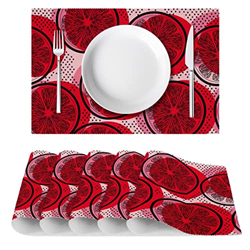 Sets de table pamplemousse lot de 6 dessous de plat lavables pour cuisine - 3