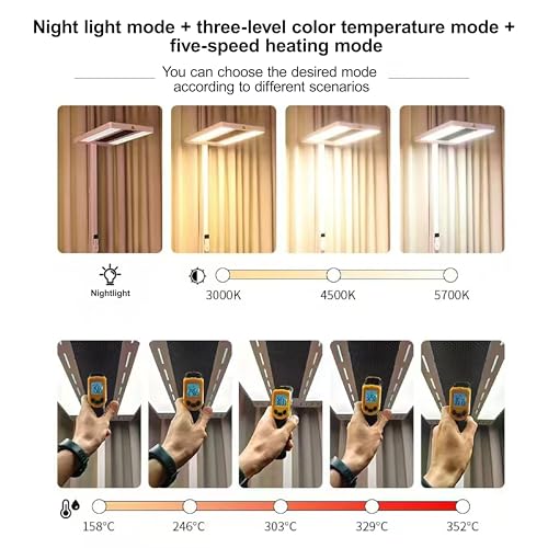 JMSEYOE Heating LED Modern Floor lamp, Eye Protection Reading high Standing lamp, Three Color Adjustable Office lamp, Suitable for Living Room, Bedroom, and Study by JMSEYOE - Image 6