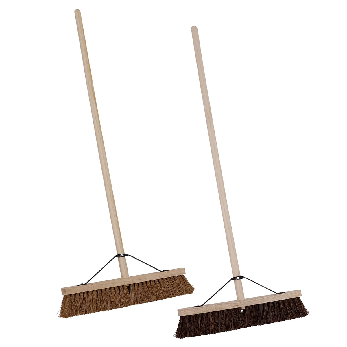 CHARLES BENTLEY Brooms, Set Of 2, Eco-Friendly Natural Fibre Bristles, Sturdy Wooden Handle, Ideal for Indoor & Outdoor Cleaning, 4ft Handle, Dual-Purpose for Dust, Leaves & Debris (45x6x127cm)