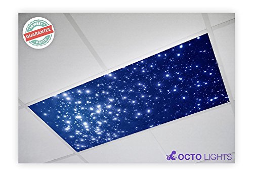 Fluorescent Light Cover for Classroom Ceiling Lights - Premium Backlit Film Insert 2x4 (22.38"x46.5") Florescent Fixture (Pack of 1) School, Office, Sensory, Improve Focus, Eliminate Headaches - Star