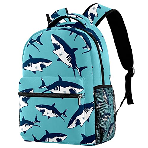 Sac à dos de voyage requin bleu ergonomique à compartiment gourde enfant