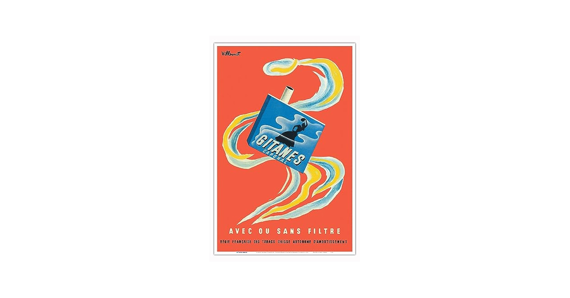 Gitanes by Bernard Villemot 1960s リトポスター Gitanes by Bernard Villemot 1960s リトポスター Gitanes by