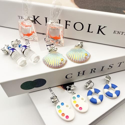 28/30 Pairs Funny Weird Cute Earrings Earrings (Or Clips) for Women Including Kawaii Fun Unique Cool Quirky Animal Food Fruit Duck Mushroon Flowers Bear Summer Shell Aesthetic Earrings For Women2