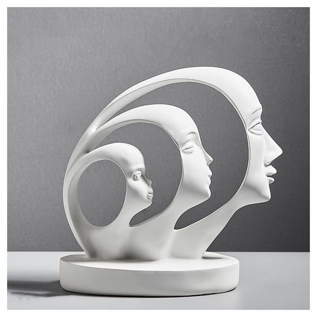 GHKryD statue, Resin Face Abstract Sculptures Black And White Decor For Living Room, Knick Knacks Gifts Weird(White)