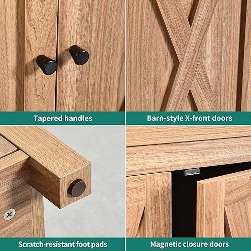 Yitahome FTOFWF-6028 Farmhouse Sideboard Buffet Cabinet With Storage With 4 Doors, 55'' Large Kitchen Storage Cabinet, Wood Coffee Bar Cabinet With Adjustable Shelf For Kitchen, Living Room, Oak thumb #6