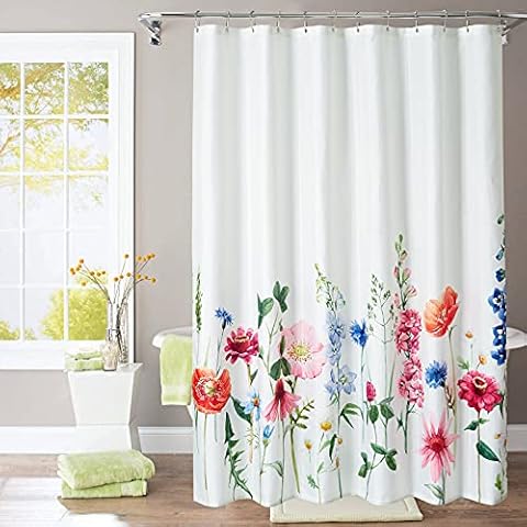 COSEVIER Ivory Floral Shower Curtain for Bathroom, Unique 3D Printing,Decorative Bathroom Accessories,Water Proof,Reinforced Metal Grommets,72“W x72”L Cover