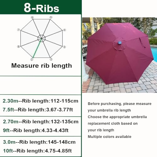 Ombrellone di ricambio per ombrellone da esterno a 8 costole, per protezione solare, durevole, perfetto per spiaggia e patio