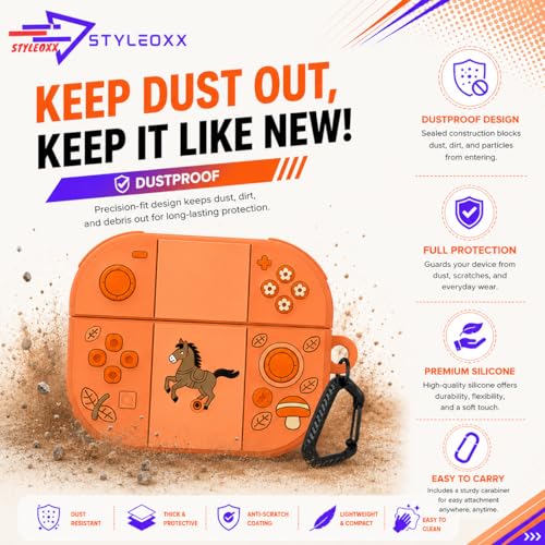 Image of Anvique Silicone Case Cover for Oneplus Nord Buds 4 Pro, Scratch Resistance, Shock Absorption, with Premium Carabiner (Horse Orange T)
