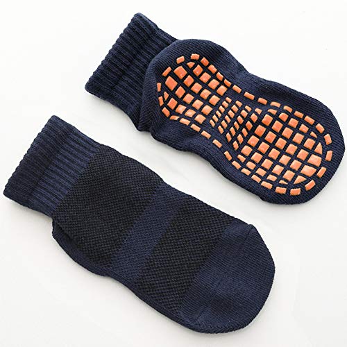 Esaroll Anti Skid Socks Toddler Boy 3 to 5 Years Trampoline Socks for Kids Bulk 4 Pairs Black Grey Brown Navy Blue