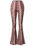 SSOULM Women's Stretchy Wide Leg High Waist Bell Bottom Flare Pants MULTIRAISIN 2XL