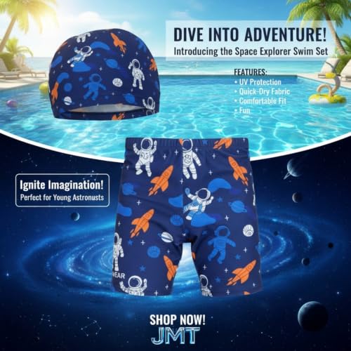 Image of Kids 6-in-1 Water Activity Kit with Trunks, Silicone Cap, Anti-Fog Goggles, Swim Tube, Nose Clip & Earplugs -Swim Set for Boys Pool, Beach
