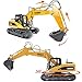 fisca Remote Control Excavator RC Construction Vehicles 15 Channel 2.4G Full Function Digger Toys with Metal Shovel Sound and Lights