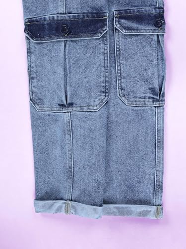 Image of KiddoPanti Unisex Denim Dungaree Pant With Cargo Pockets