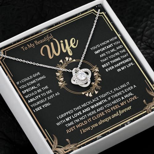 To My Wife Necklace from Husband - Unique Anniversary & Birthday Gift Ideas, Romantic Love Knot Jewelry for Best Wife, Soulmate Present, Beautiful Wifey & Badass Future Wife Wedding, Mothers Day Gifts3