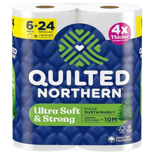 Quilted Northern Ultra Soft & Strong Toilet Paper 6 Mega Rolls = 24 Regular Rolls 4X Stronger* Premium Soft Toilet Tissue