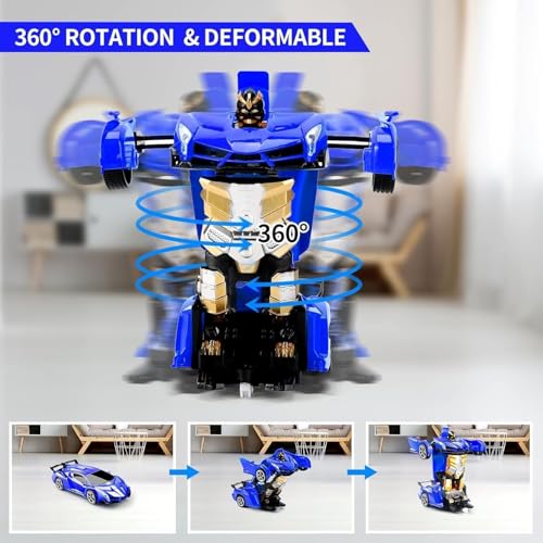 Image of Amitasha Transform Remote Control Car 2-in-1 Convertible Robot Car - One Click Deformation RC Car for Kids Boys with Rechargeable Battery Birthday Gift