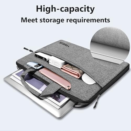 Image of Hseok Laptop Shoulder Bag 13 13.3 14 Inch Case Compatible with MacBook Pro /Neo 14 inch M5 /M4 /M3 /M2 /M1,Mac Air /pro /Neo 13 inch and Most 13 13.3 14 Notebooks,Spill-Resistant Briefcase,Dark Gray & Black