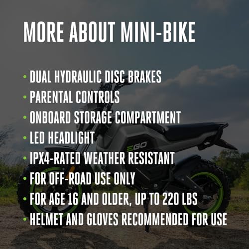 Image of EGO POWER+ Battery Powered Electric Mini Bike, 28 MPH, Includes (2) 56V 7.5Ah Batteries and Charger - MB1005-2