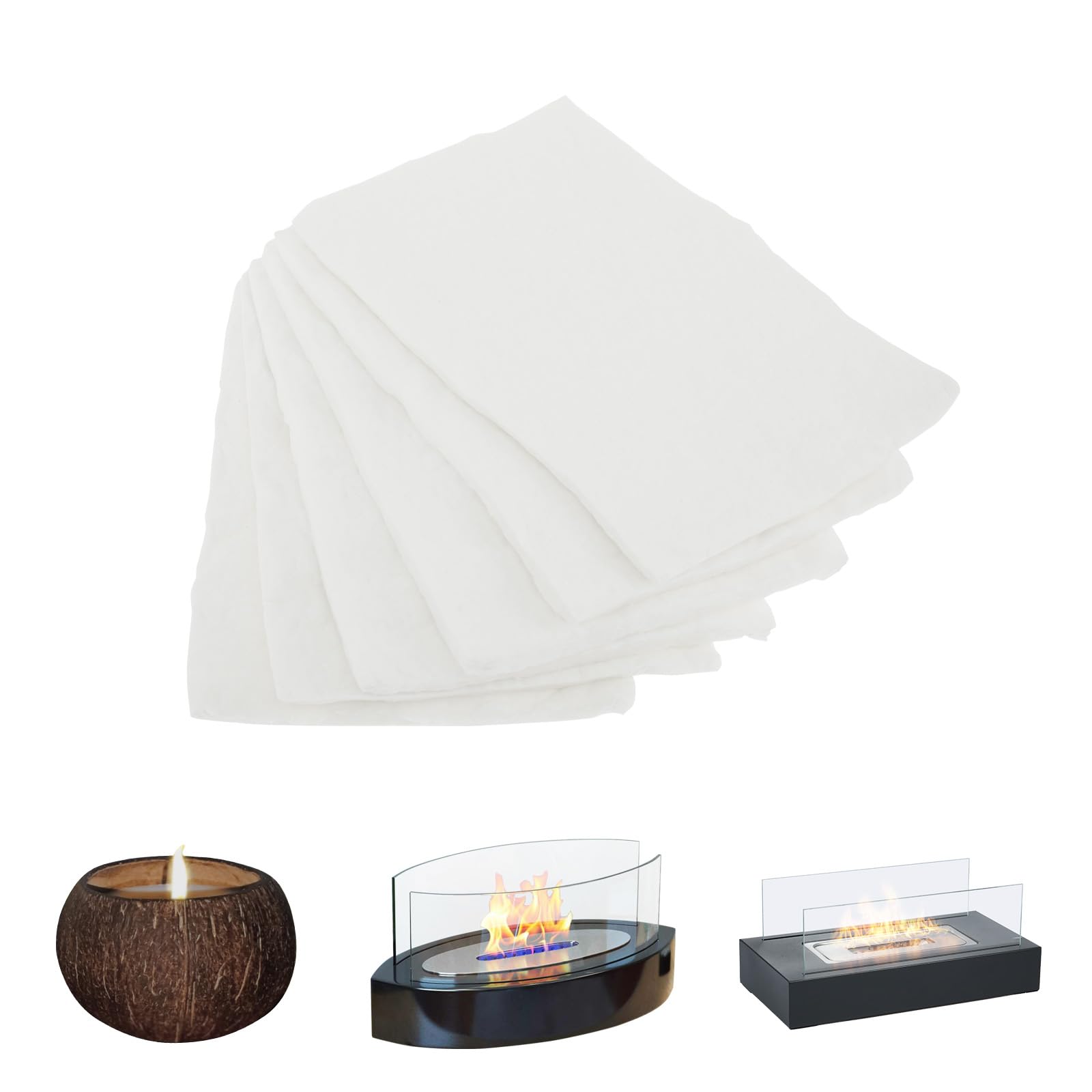 6 Pcs Ceramic Wool for Portable Tabletop 30x20x0.5cm to Extend Burning Time Fireproof Ceramic Sponge wool wick Fiber Insulation for Bioethanol Rubbing Alcohol Fireplaces